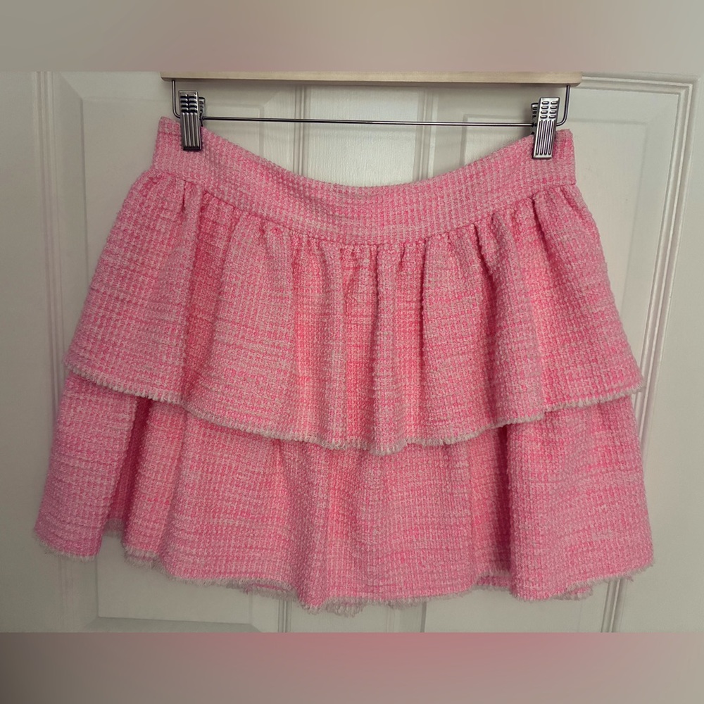 Alice + Olivia Size 10 Tweed Tiered Mini Skirt